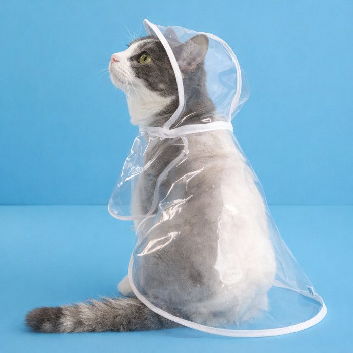 Дождевик для котов Pet Style белый водозащитная модель 3XL