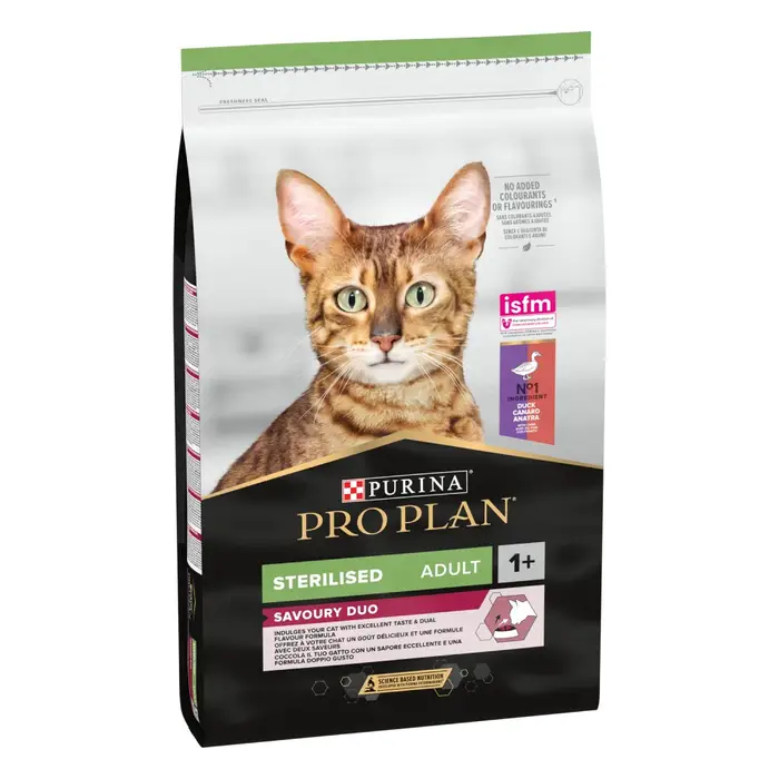 Сухий корм PRO PLAN Sterilised Adult 1+ Savoury Duo для дорослих стерилізованих котів, з качкою та печінкою, 10 кг