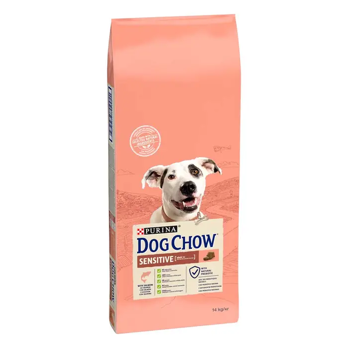 Сухий корм DOG CHOW Sensitive Adult 1+ для дорослих собак схильних до алергії, з лососем, 14 кг