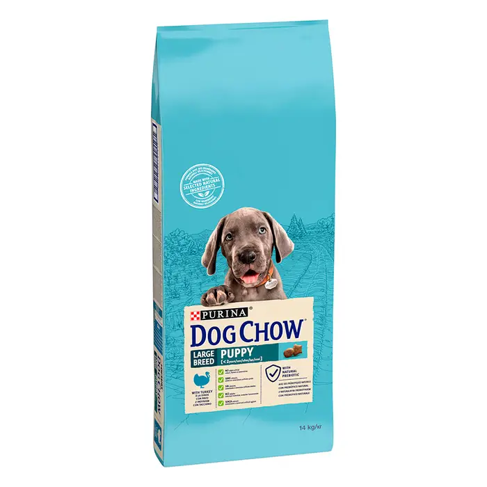 Сухой корм DOG CHOW Large Breed Puppy <2 для щенков крупных пород, с индейкой, 14 кг