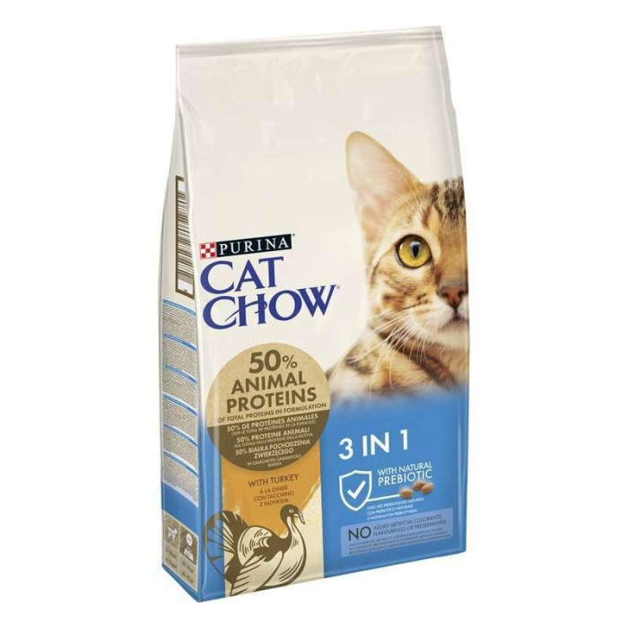 Сухой корм CAT CHOW Feline 3-in-1 для взрослых кошек, с формулой тройного действия, с курицей, 1.5 кг