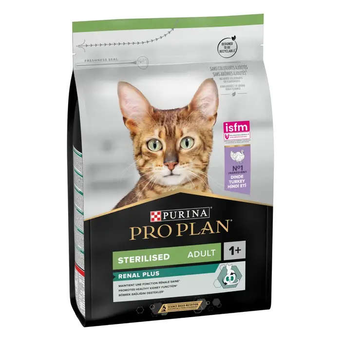 Сухой корм PRO PLAN Sterilised Adult 1+ Renal Plus для взрослых стерилизованных кошек, с индейкой, 3 кг