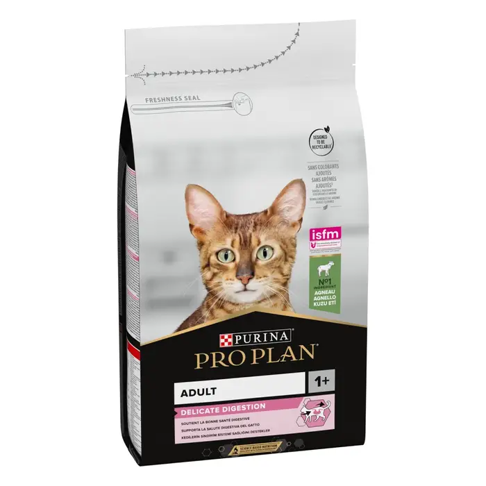 Сухой корм PRO PLAN Adult 1+ Delicate Digestion для взрослых кошек с чувствительным пищеварением и привередливых к еде, 1,5 кг
