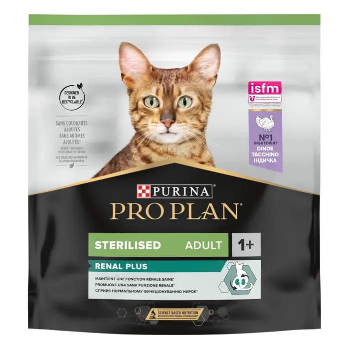 Сухой корм PRO PLAN Sterilised Adult 1+ Renal Plus для взрослых стерилизованных кошек, с индейкой, 400 г