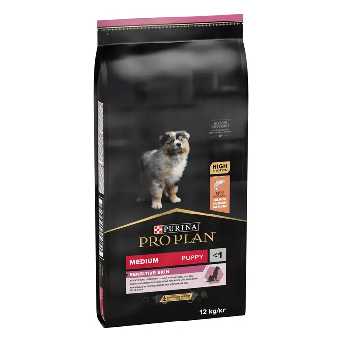 Сухий корм PRO PLAN Medium Puppy <1 Sensitive Skin для цуценят середніх порід, з чутливою шкірою, з лососем, 12 кг