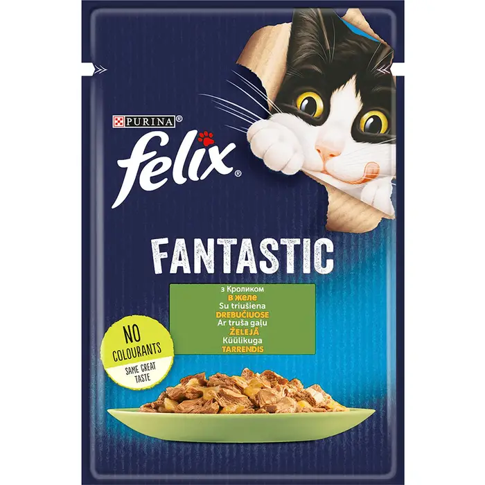 Блок (26 шт.) Вологий корм FELIX Fantastic для дорослих котів, шматочки в желе, з кроликом, 85 г