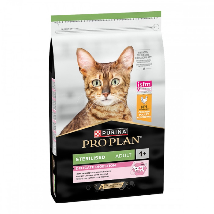Сухий корм PRO PLAN Sterilised Adult 1+ Delicate Digestion для дорослих стерилізованих котів з чутливим травленням, з куркою, 10 кг