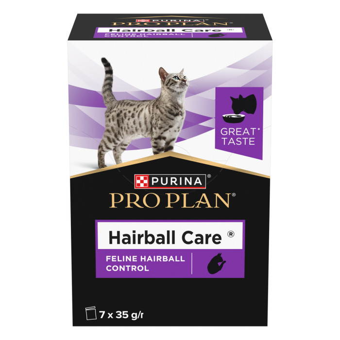 Блок (7 шт.) Вологий додатковий корм PRO PLAN Hairball Care (Хейрбол Кер) для дорослих котів що допомагає виводити проковтнуту шерсть, 7x35 г
