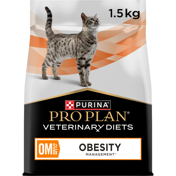 Сухой диетический корм PRO PLAN VETERINARY DIETS OM Obesity Management St/Ox для взрослых кошек для снижения избыточной массы