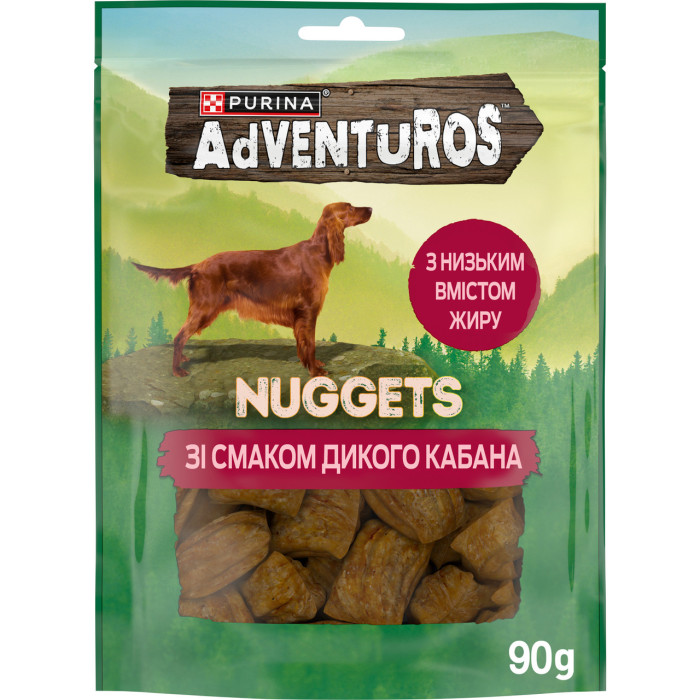Блок (6 шт.) Лакомство AdVENTuROS для взрослых собак, кусочки, со вкусом дикого кабана, 90 г