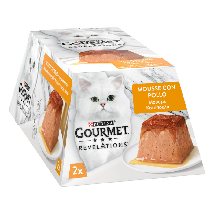 Блок (12 шт.) Вологий корм GOURMET Revelations для дорослих котів, мус з підливкою, що стікає, з куркою, 2x57 г