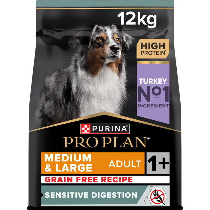 Сухой корм PRO PLAN Medium & Large Adult 1+ Sensitive Digestion для взрослых собак средних и крупных пород, 12 кг