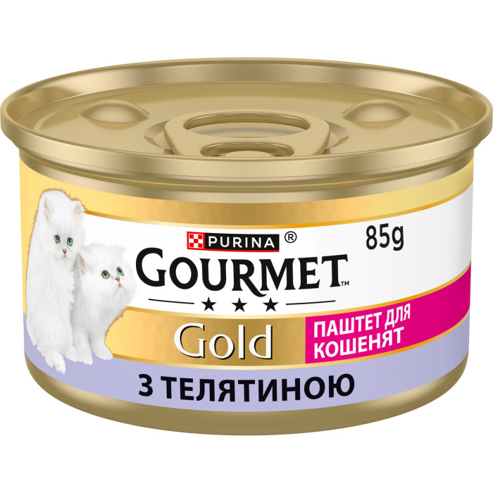 Блок (12 шт.) Влажный корм GOURMET Gold для котят, паштет, с телятиной, 85 г