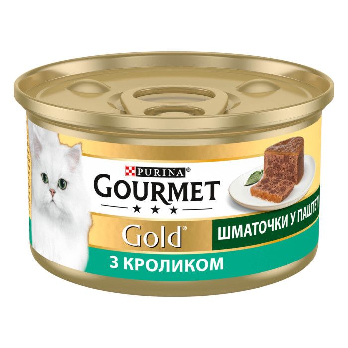 Блок (24 шт.) Вологий корм GOURMET Gold для дорослих котів, шматочки у паштеті, з кроликом, 85 г