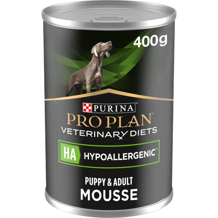 Блок (12 шт.) Вологий дієтичний корм PRO PLAN VETERINARY DIETS HA Hypoallergenic для дорослих собак та цуценят для зниження ознак інгредієнтної та нутрієнтної непереносимості, мус, 400 г