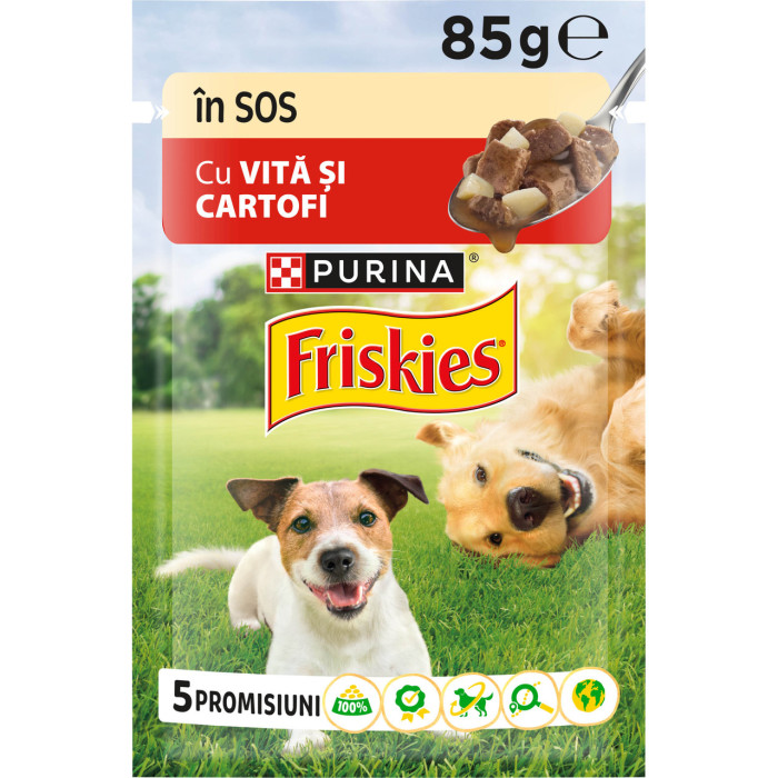 Блок (26 шт.) Вологий корм FRISKIES Adult для дорослих собак, шматочки у підливці, з яловичиною та картоплею, 85 г