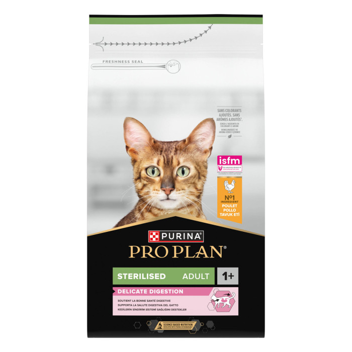 Сухий корм PRO PLAN Sterilised Adult 1+ Delicate Digestion для дорослих стерилізованих котів з чутливим травленням, з куркою, 1.5 кг