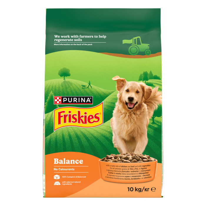 Сухой корм FRISKIES Balance (Баланс) для взрослых собак, с курицей, говядиной и овощами, 10 кг