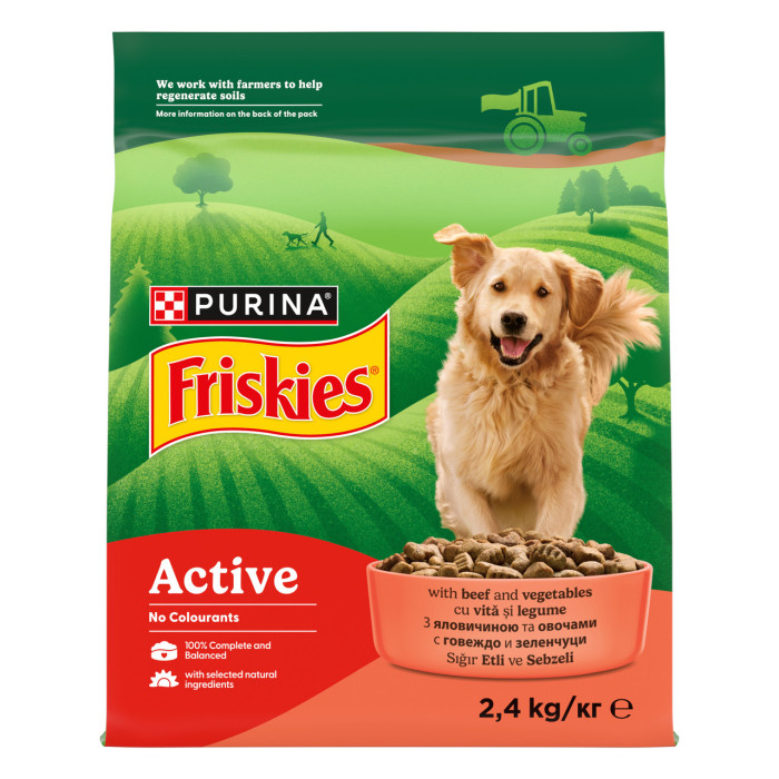 Сухий корм FRISKIES Active (Активний) для дорослих собак з підвищеною активністю, з яловичиною та овочами, 2.4 кг