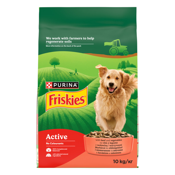 Сухий корм FRISKIES Active (Активний) для дорослих собак з підвищеною активністю, з яловичиною та овочами, 10 кг