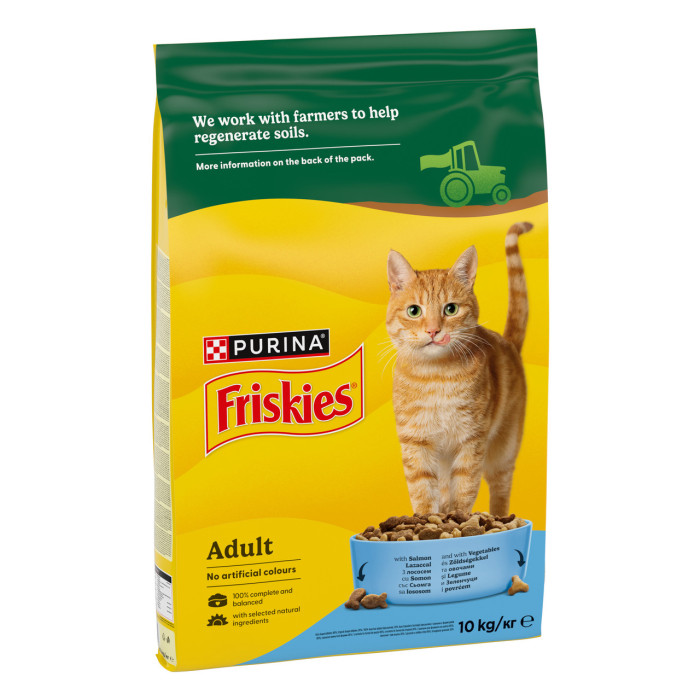 Сухий корм FRISKIES для дорослих котів, з лососем та овочами, 10 кг