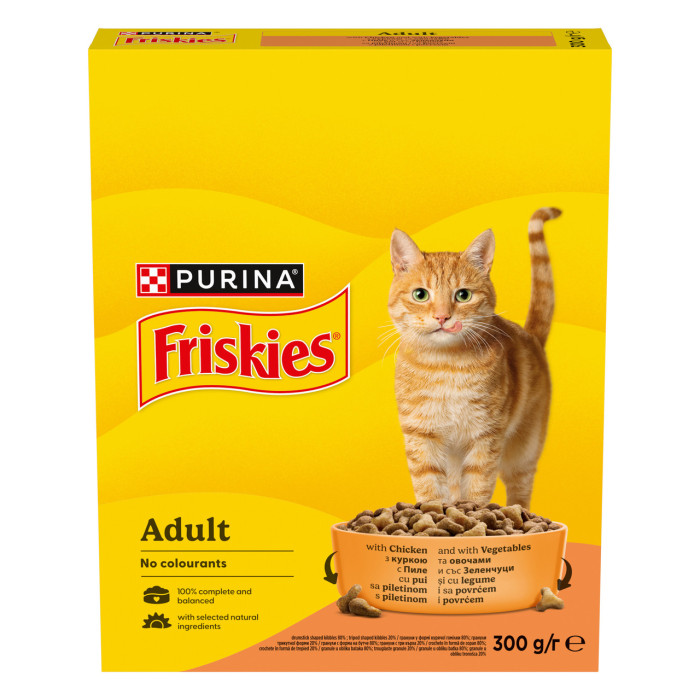 Сухий корм FRISKIES для дорослих котів, з куркою та овочами, 300 г