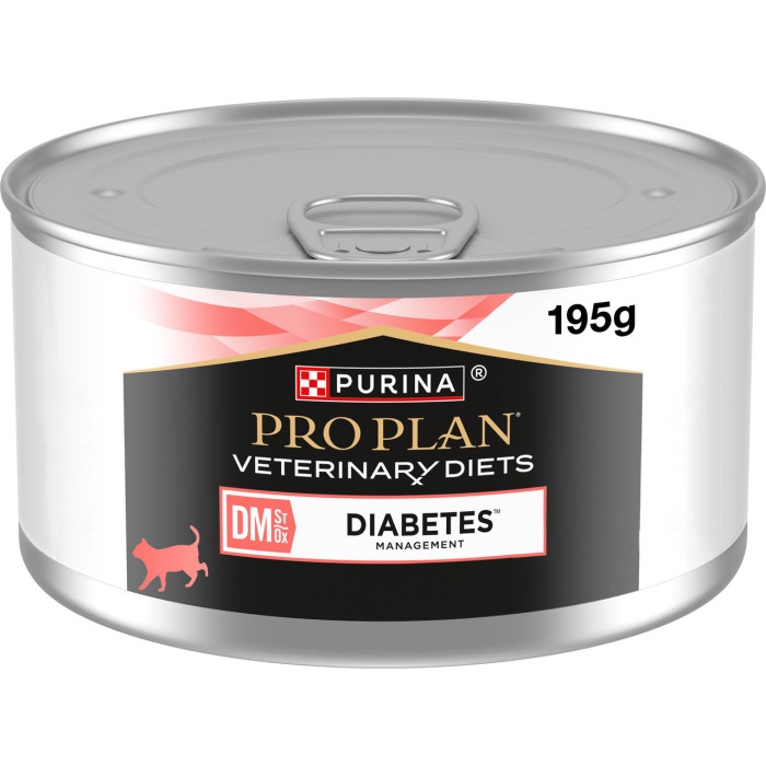 Блок (24 шт.) Вологий дієтичний корм PRO PLAN VETERINARY DIETS DM ST/OX Diabetes Managment для дорослих котів для регулювання надходження глюкози (цукровий діабет), мус, 195 г