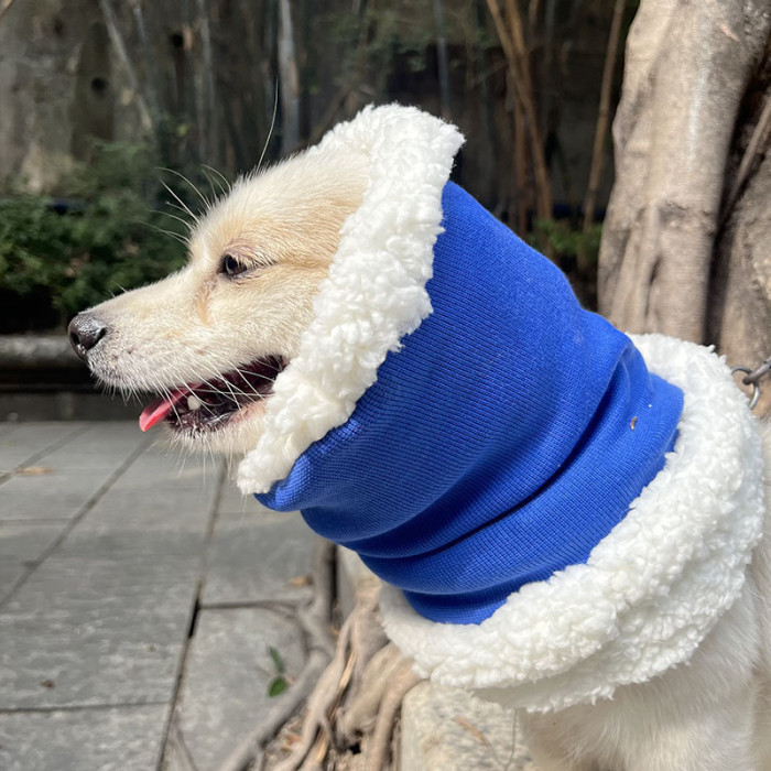 Утеплений комір (баф) для котів PetStyle, зимовий захисний шарф для шиї Синій S
