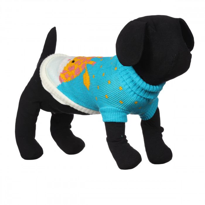 Теплий зимовий в'язаний акриловий светр для собак "Блакитний жираф", розмір XL