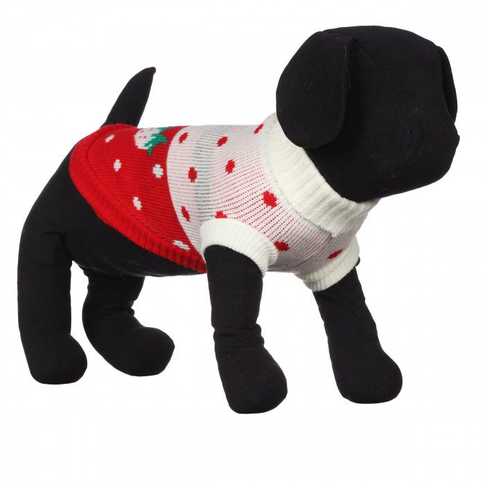 Теплый зимний вязаный акриловый свитер для собак "Красная клубника", размер S