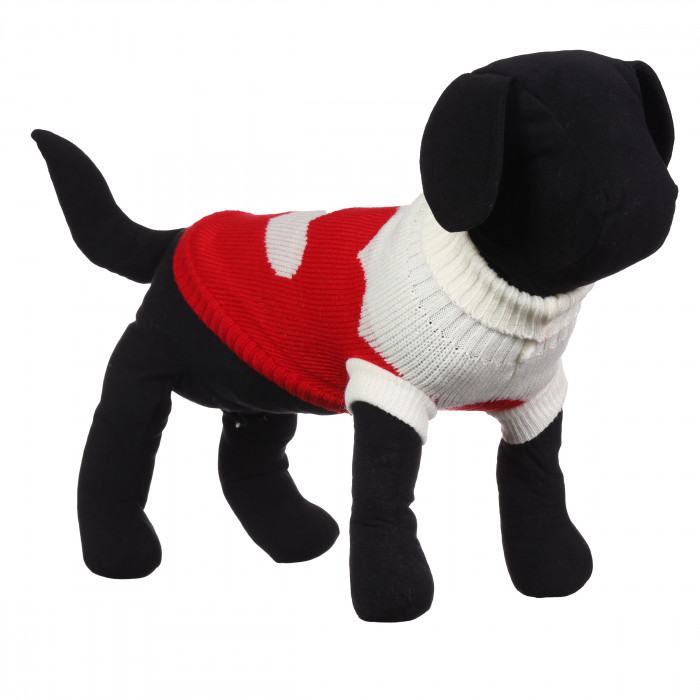 Теплий зимовий в'язаний акриловий светр для собак "Червоне серце", розмір M