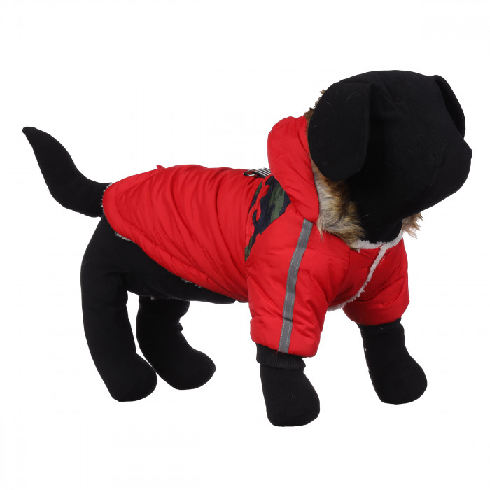Тепла зимова курточка з капюшоном для собак "Jacket", червона, розмір M