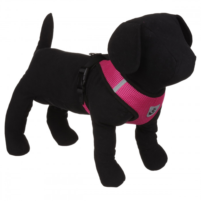 Сітчаста легка шлейка для вигулу собак з повідцем, темно-рожева, розмір L