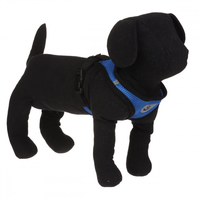 Сітчаста легка шлейка для вигулу собак з повідцем, синя, розмір M