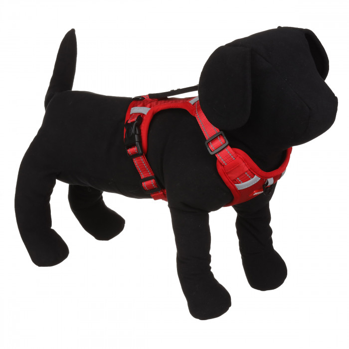 Анатомічна нейлонова шлея для собак "DuoMM", червона, розмір XL