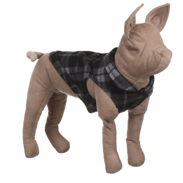 Осінньо-весняний жилет для котів та кішок з кільцем "Клітинка", чорний, розмір M