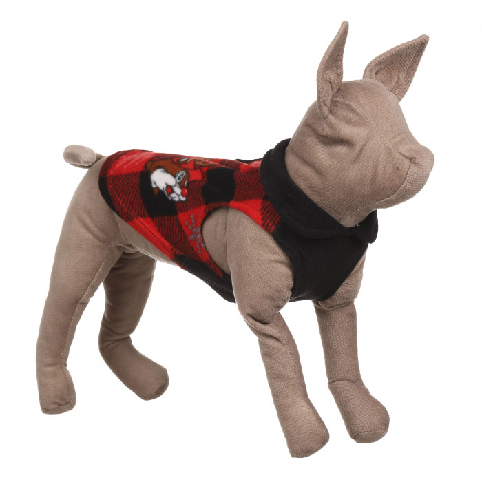 Осінньо-весняний жилет для котів та кішок з кільцем "Клітинка", червоний, розмір XL