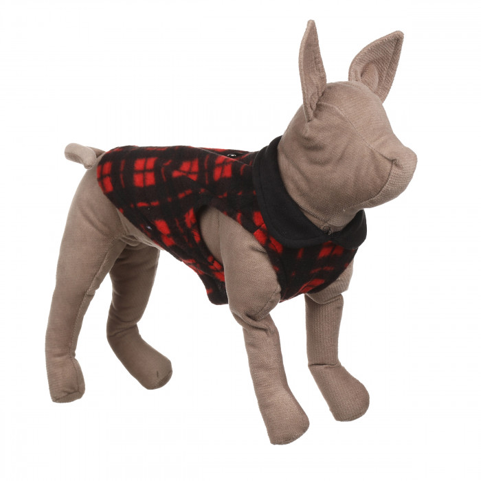 Осінньо-весняний жилет для котів та кішок з кільцем "Клітинка", червоно-чорний, розмір L
