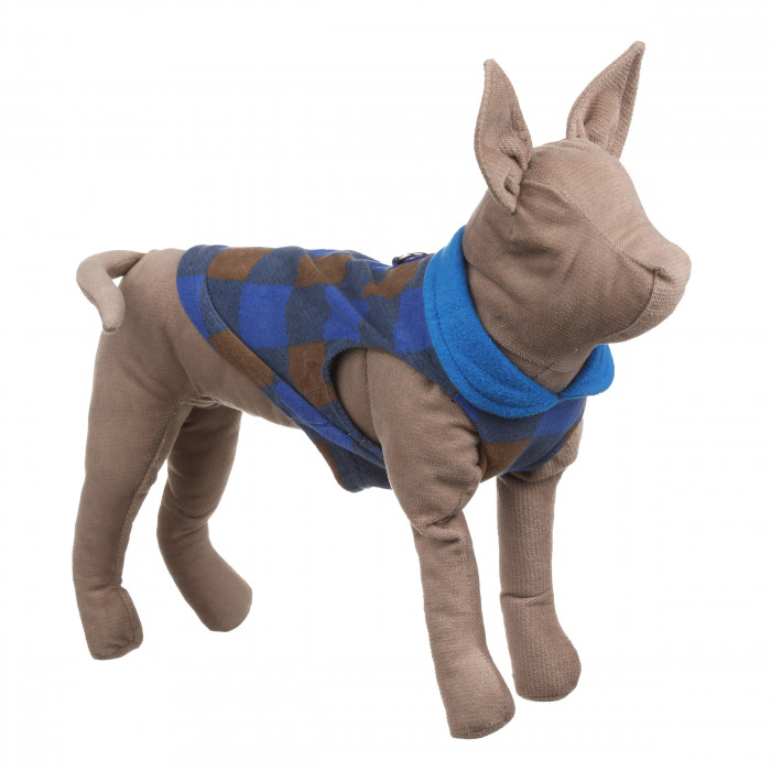 Осінньо-весняний жилет для котів та кішок з кільцем "Клітинка", синій, розмір M