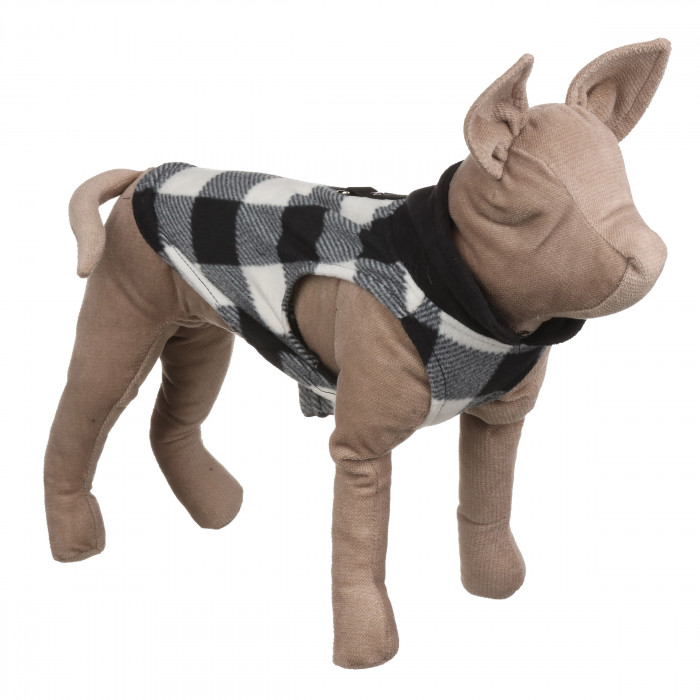 Осінньо-весняний жилет для котів та кішок з кільцем "Клітинка", чорно-білий, розмір M