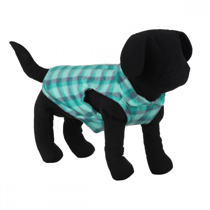 Осеннее-весенний жилет для собак с кольцом "Клетка", голубой, размер S