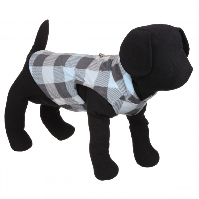 Осінньо-весняний жилет для котів та кішок з кільцем "Клітинка 2", блакитний, розмір M