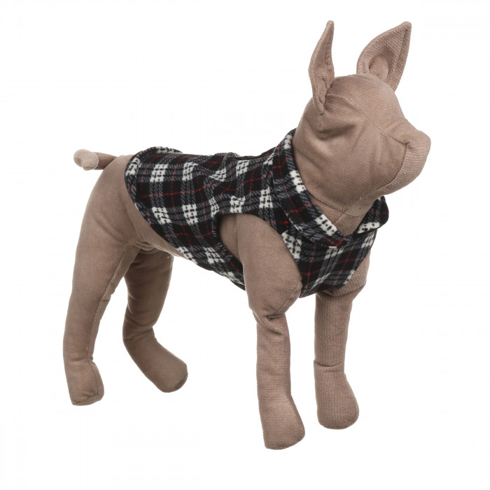 Осінньо-весняний жилет для котів та кішок з кільцем "Клітинка 2", чорний, розмір M