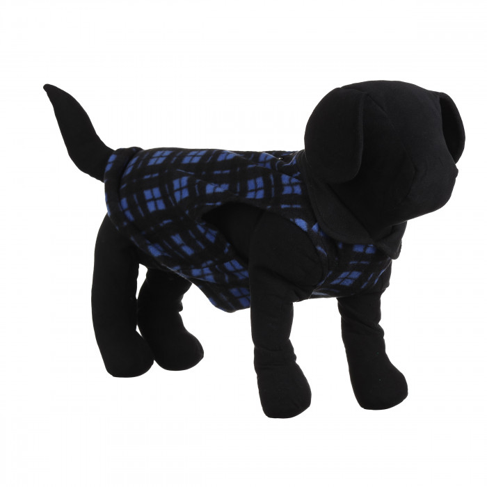 Осеннее-весенний жилет для собак с кольцом "Клетка 2", синий, размер XL