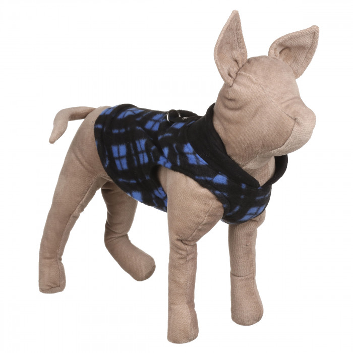 Осінньо-весняний жилет для котів та кішок з кільцем "Клітинка 2", синій, розмір L