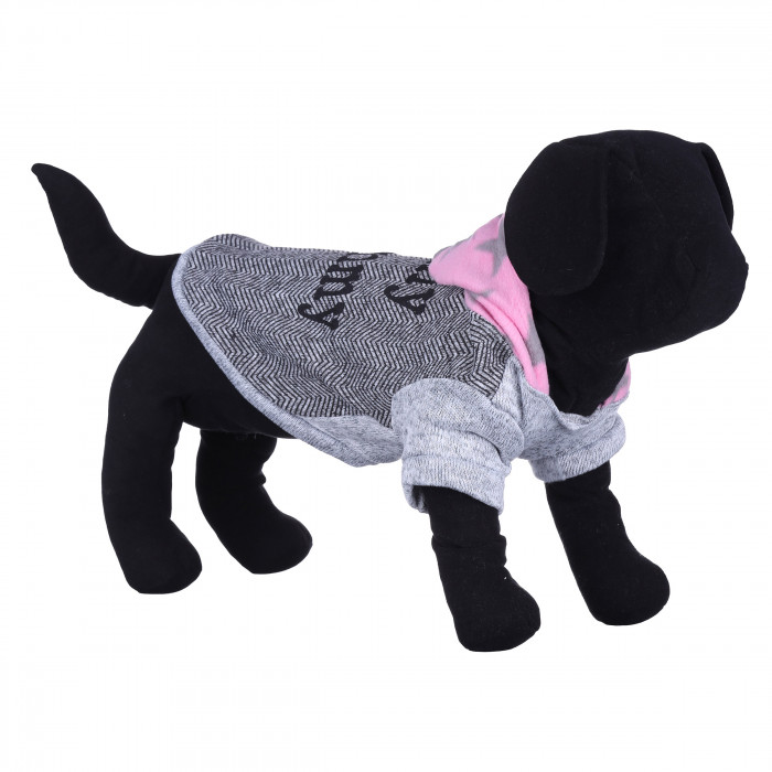 Теплое флисовое худи для собак "Я люблю мамочку", серое, размер S