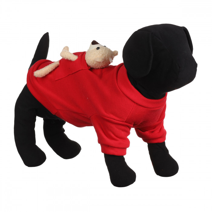 Демисезонный свитер для собак с медведем в кармане, красный, размер S
