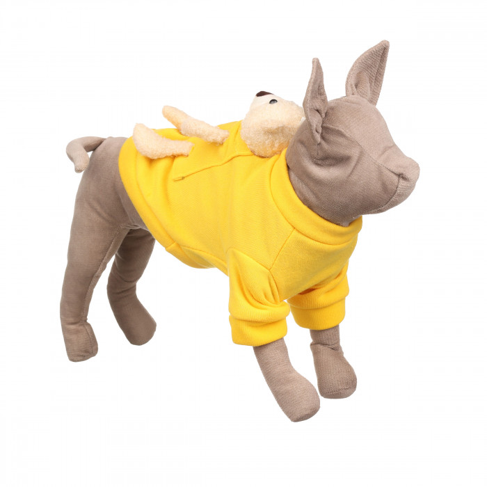 Демісезонний светр для котів та кішок із ведмедем у кишені, жовтий, розмір L