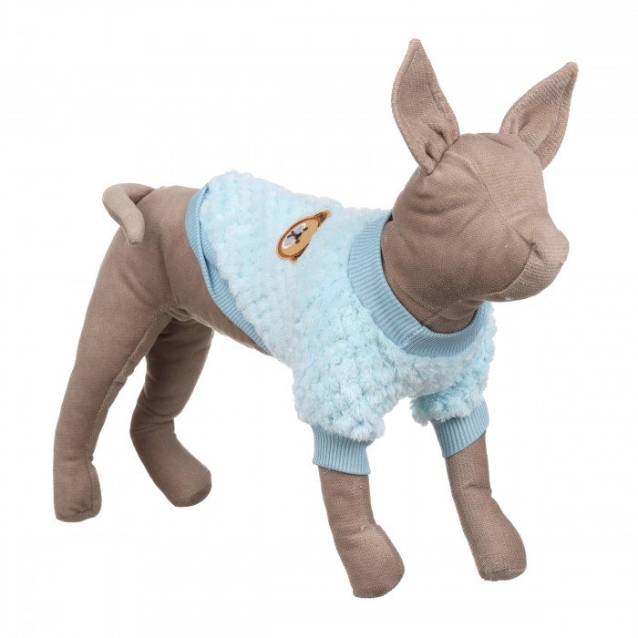 Осінньо-весняний в'язаний махровий светр для котів та кішок, блакитний, розмір S