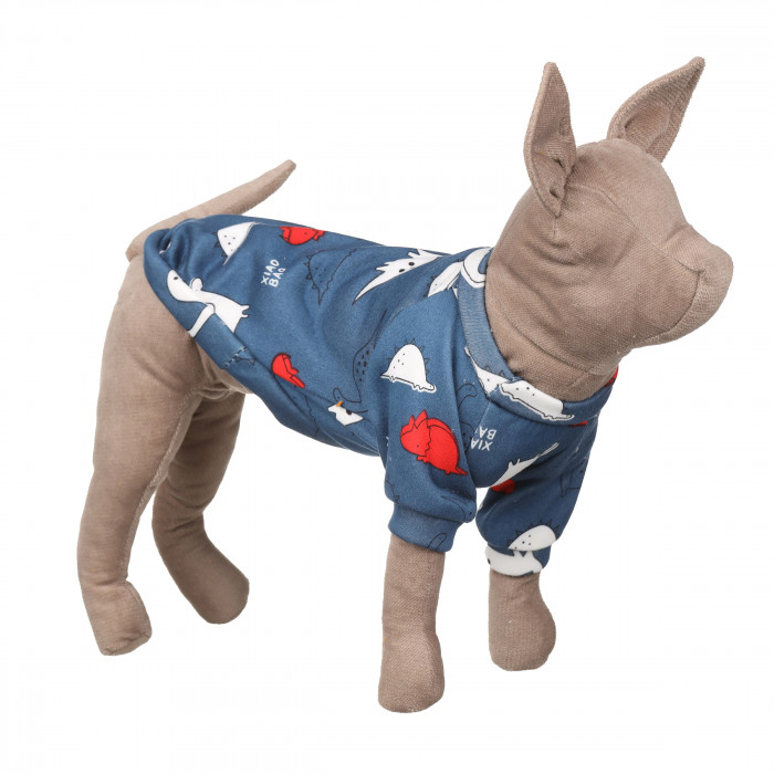 Осінньо-весняний пуловер для котів та кішок "Динозаври", синій, розмір XL